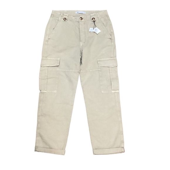 NWT Zara Cargo Khaki Pants Sz M - Picture 1 of 15